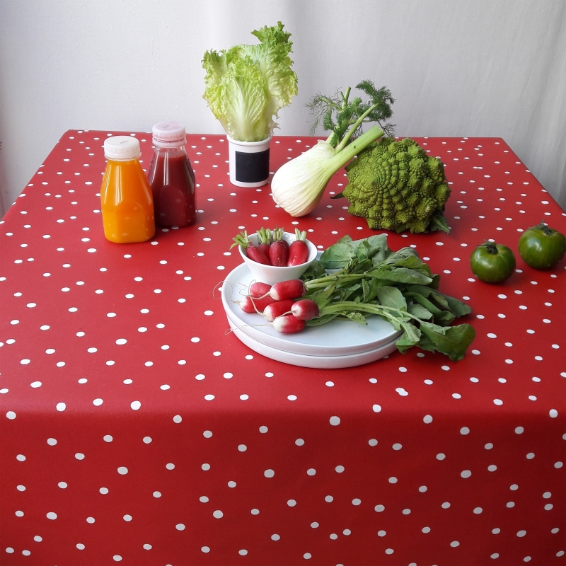 Coupon en coton enduit 50x80cm Confettis rouge