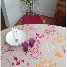 Tissu en coton enduit Camélia orange