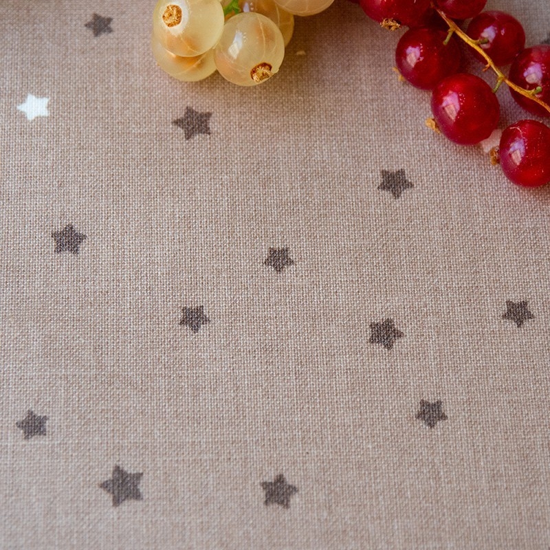 Tissu en coton enduit Etoiles taupe taupe