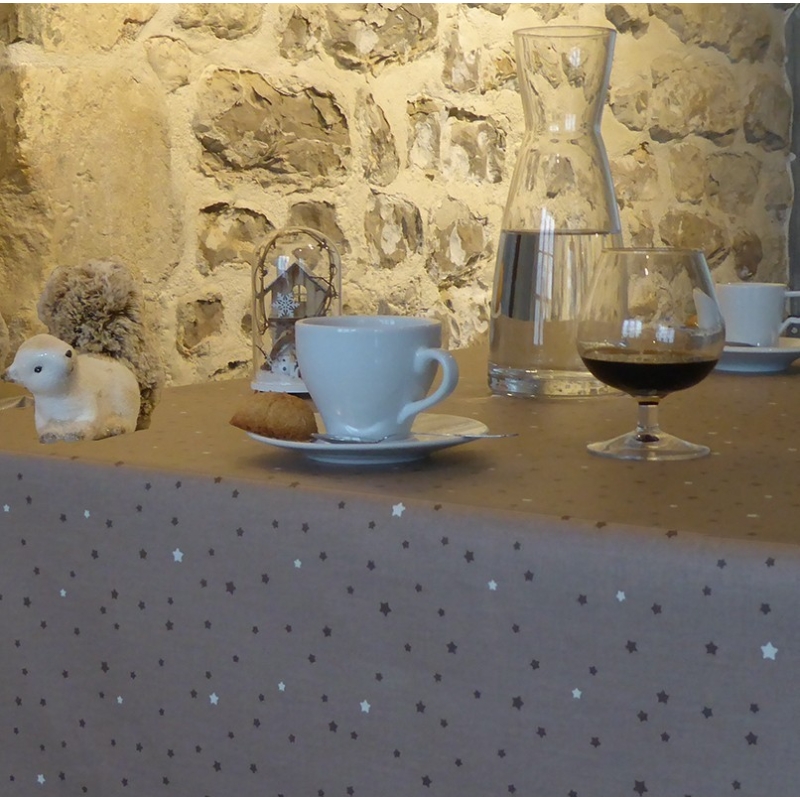 Tissu en coton Etoiles taupe taupe