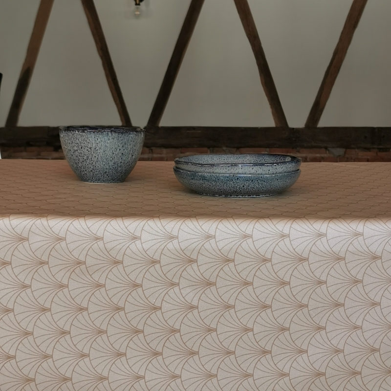 Tissu en coton enduit Papyrus nacre