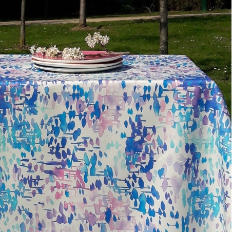 Tissu en coton enduit Reflets bleus