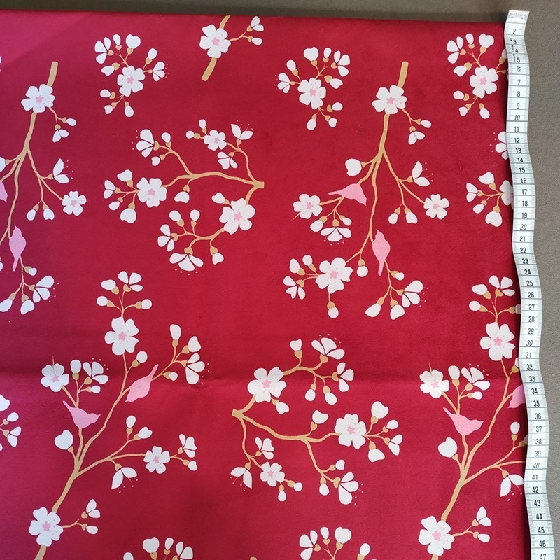 Tissus en velours cerisier rouge