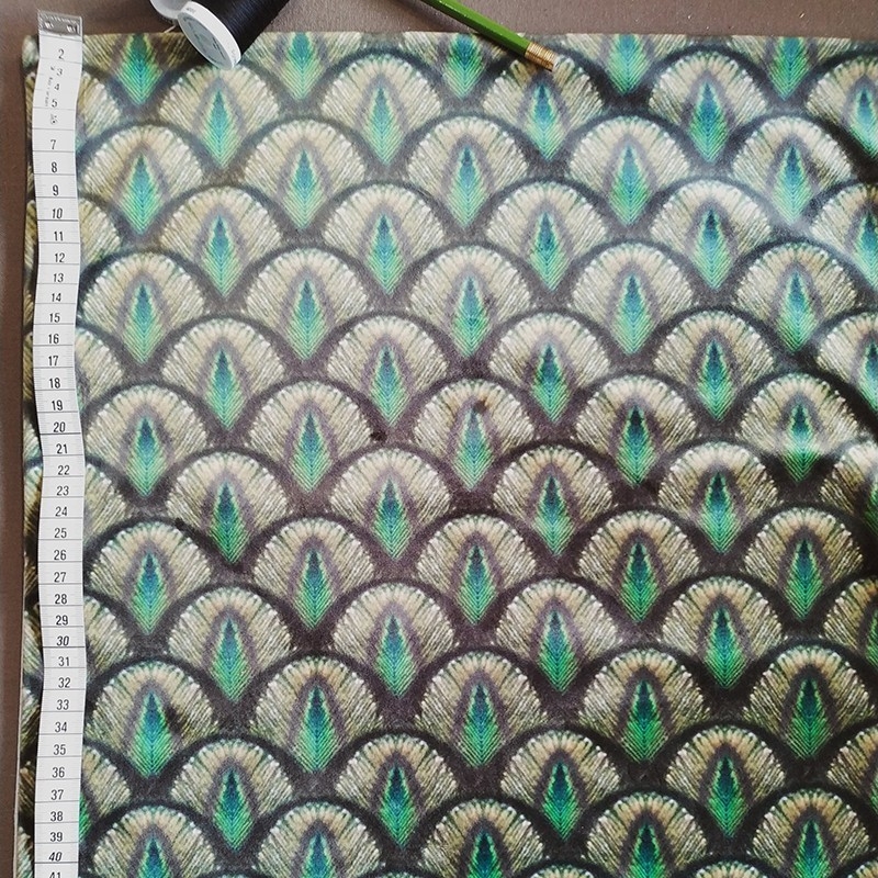 Tissus en velours plumes vertes