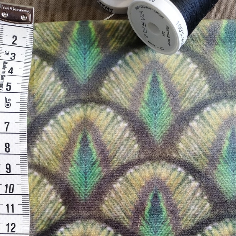 Tissus en velours plumes vertes