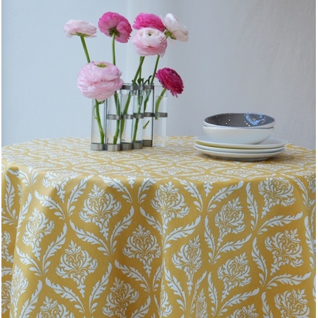 Tissu en coton enduit Pompadour jaune