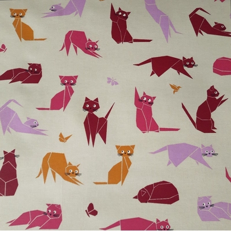 Coupon enduit 50x80cm Chats rose