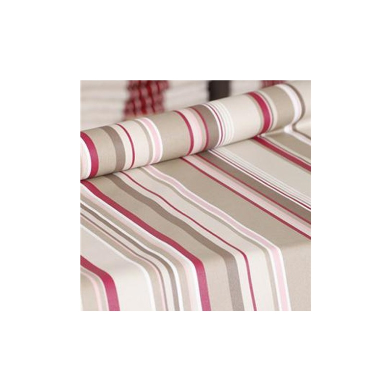 Tissu en coton enduit Rayure taupe