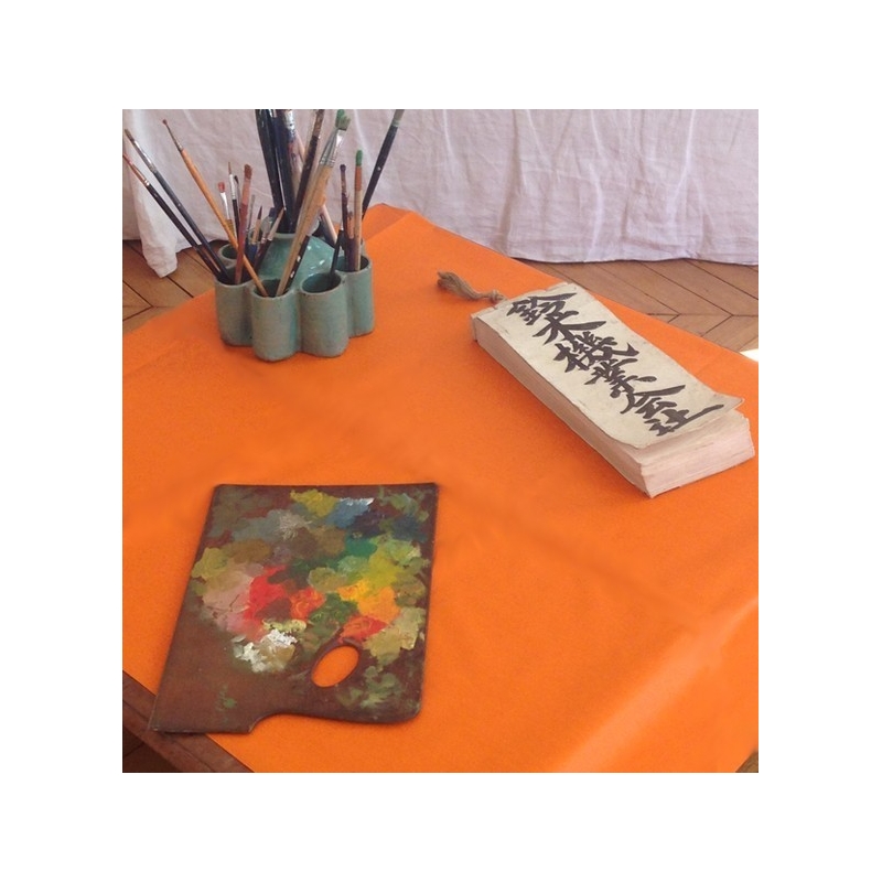 Tissu en coton enduit Uni orange