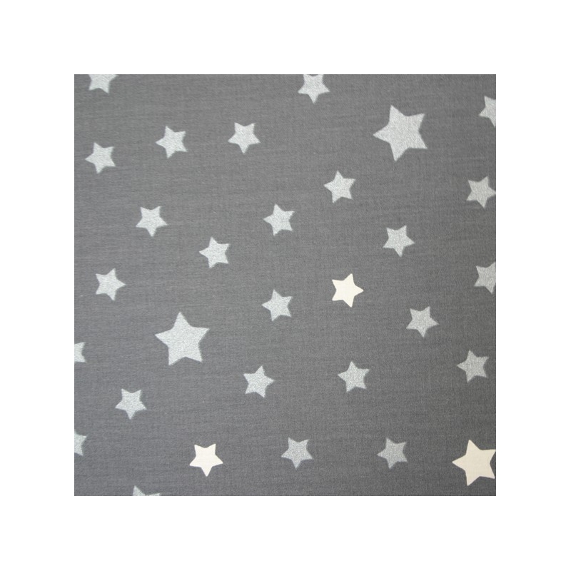 Tissu en coton Etoile gris/argent