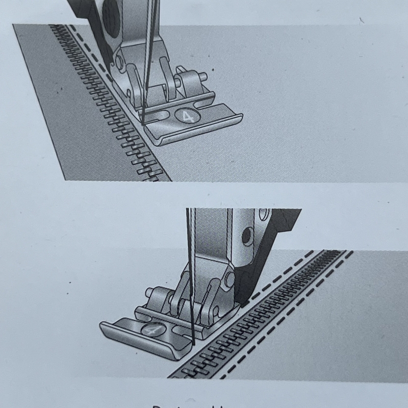Pied pour fermeture à glissière med avec système IDT Pfaff