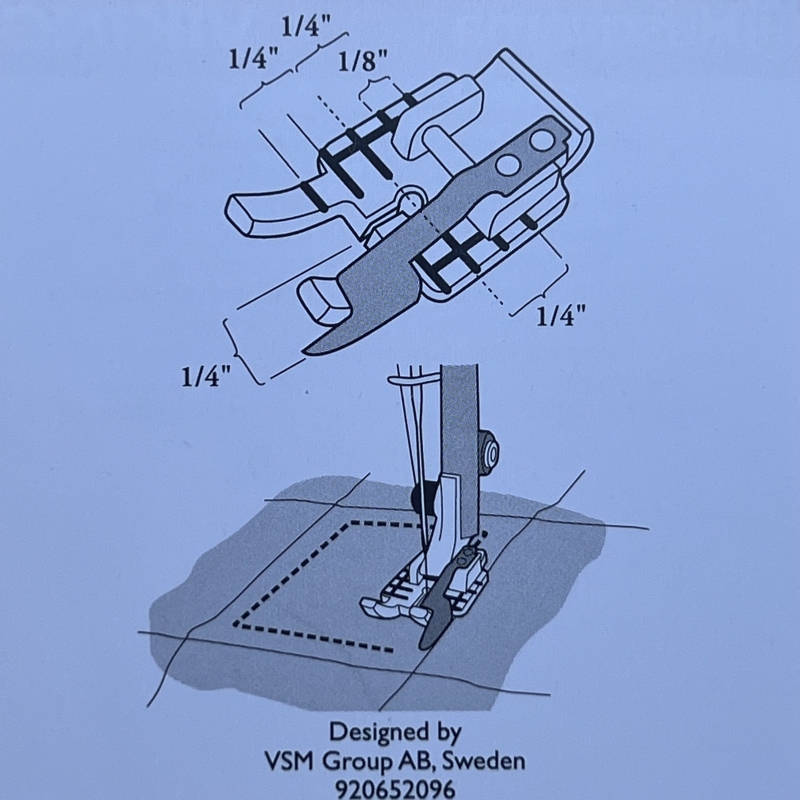 Pied ajustable 1/4" de patchwork avec guide Husqvarna Viking