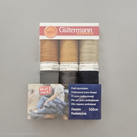 coffret 6 bobines fil jeans